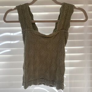 Free People Green Square Neck Tank Top | size small